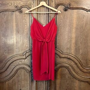 Lavender Brown Red Tie Front Silk Dress